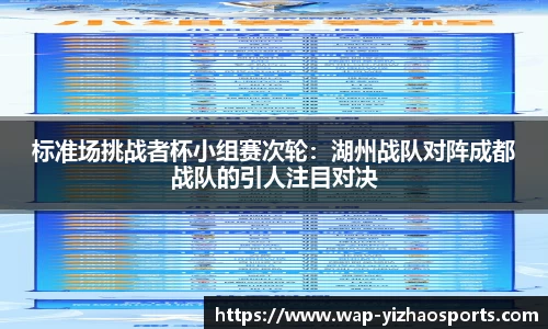 标准场挑战者杯小组赛次轮：湖州战队对阵成都战队的引人注目对决